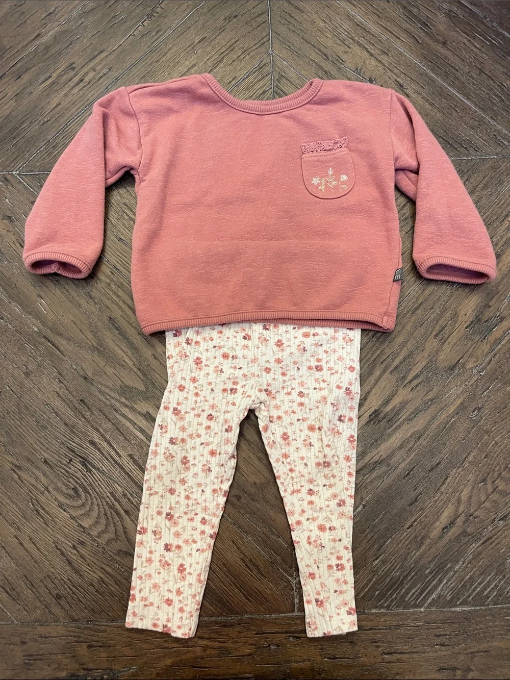 Modern Moments Rose Pink Floral Legging Set 12M